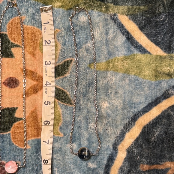 Blue Tigers Eye Stainless Steel Pendant Necklace Cable Chain 15 inch - Picture 4 of 4